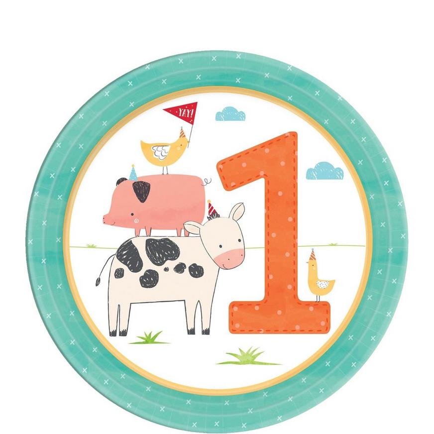 Friendly Farm 1st Birthday Tableware Kit for 18 Guests